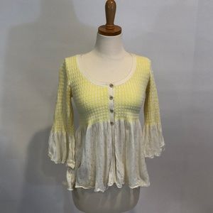 Free People Yellow Knit Blouse